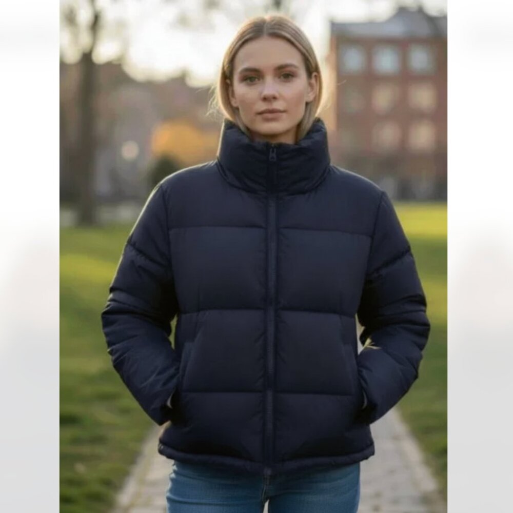NWT Hudson Women's Short Puffer Jacket NAVY 2XL